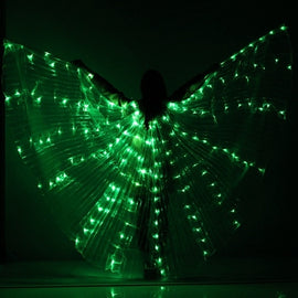 Kids LED Belly Dance Wings Colorful Butterflies Wings With Telescopic Stick