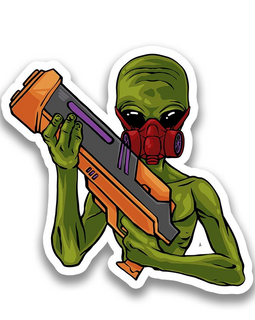 Alien W Toy Gun Sticker -Image by Shutterstock