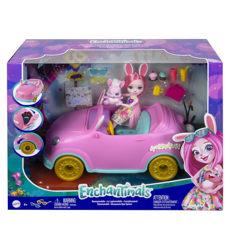 Toy car Mattel Enchantimals Bunnymobile 12 Pieces