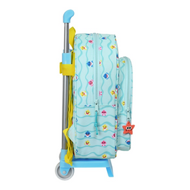 School Rucksack with Wheels Baby Shark Beach Day Yellow Light Blue (26 x 34 x 11 cm)