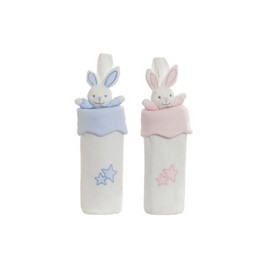 Baby bottle holder DKD Home Decor Blue Pink Rabbit Polyester (9 x 10 x 30 cm) (2 Units)