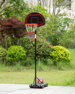 HOMCOM Outdoor Basketball Hoop Stand Portable Sturdy Rim Adjustable Height from 245-295 cm w/ Wheels, Stable Base