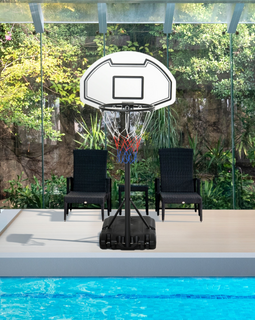 HOMCOM Basketball Stand 94-123cm Basket Height Adjustable Hoop For Kids Adults Suitable for Pool Side