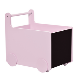 HOMCOM Wooden Toy Box Baby Learning Walker Kids Storage Chest Cabinet Rolling Shopping Cart Push Toy for Toddler 1-4 Years, Pink