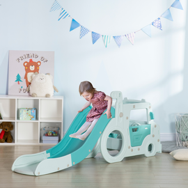 HOMCOM Four-In-One Kids Slide Freestanding Slide for Toddler, Indoor Outdoor Climber, Exercise Toy, Activity Centre