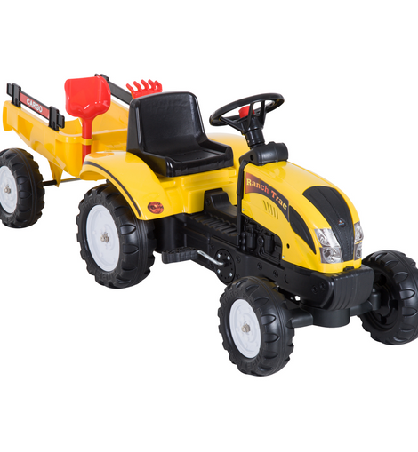 HOMCOM Pedal Go Kart Ride on Tractor w/ Shovel & Rake Four Wheels Child Toy