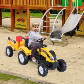 HOMCOM Pedal Go Kart Ride on Tractor w/ Shovel & Rake Four Wheels Child Toy