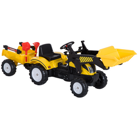 HOMCOM Kids Pedal Go Kart Children Ride On Toy Car Excavator Tractor Digger Dumper Yellow