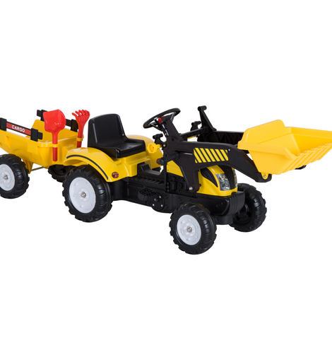 HOMCOM Kids Pedal Go Kart Children Ride On Toy Car Excavator Tractor Digger Dumper Yellow