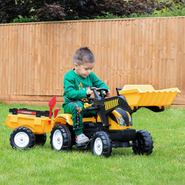 HOMCOM Kids Pedal Go Kart Children Ride On Toy Car Excavator Tractor Digger Dumper Yellow
