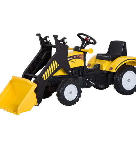 HOMCOM Pedal Go Kart Ride On Excavator W/ Front Loader Digger Four Wheels Child Toy