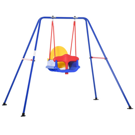 Outsunny Baby Garden Swing with Seat Safety Harness Backyard Playground Outdoor Playset for Kid Age 6-36 Months