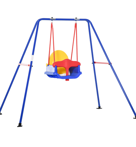Outsunny Baby Garden Swing with Seat Safety Harness Backyard Playground Outdoor Playset for Kid Age 6-36 Months