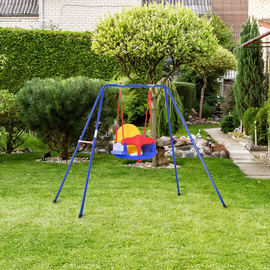 Outsunny Baby Garden Swing with Seat Safety Harness Backyard Playground Outdoor Playset for Kid Age 6-36 Months