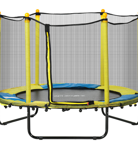 HOMCOM 4.6FT Kids Trampoline with Enclosure, Safety Net, Pads Indoor Trampoline for Kids 1-10 Years - Yellow