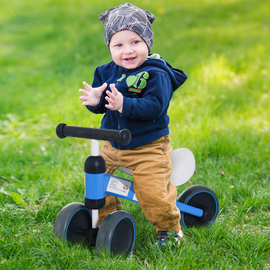 HOMCOM Baby Toddler Balance Bike Ride On Walker 3 Wheel Push Bike Kids First Bike Birthday Toy Gift for 1-2 Years Blue
