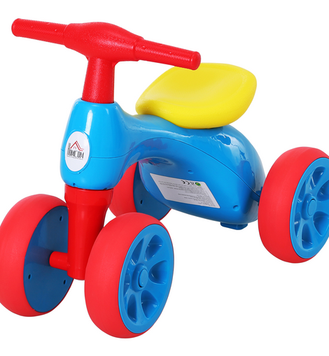 HOMCOM Baby Balance Bike Toddler for Aged 1.5-3 Years Training Walker Smooth Rubber Wheels Ride on Toy Storage Bin Gift for Boys Girls Blue Red