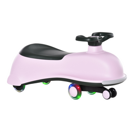 HOMCOM Toddlers Ride on Car Wiggle Car LED Flashing Wheels Dolphin Swing Car for 2-4 Years Pink