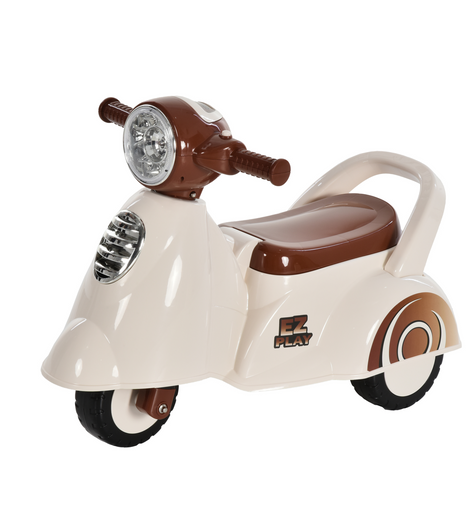 HOMCOM Baby Toddler Ride On Car Kids Pusher Stroller Balance Car Lights Horn Music 2 Wheels NO POWER Boy Girl Toy 12 -  36 Month White
