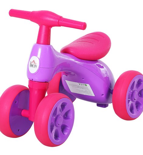HOMCOM Baby Balance Bike Toddler Training Walker Smooth Rubber Wheels Ride on Toy Storage Bin Gift for Boys Girls Violet Fuchsia
