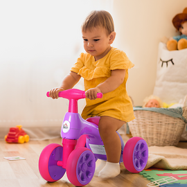 HOMCOM Baby Balance Bike Toddler Training Walker Smooth Rubber Wheels Ride on Toy Storage Bin Gift for Boys Girls Violet Fuchsia