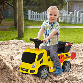HOMCOM 2-in-1 Kids Toddler Ride On Car Truck Walker Foot To Floor Slider for Baby 18 - 36 Months Yellow