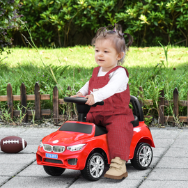 HOMCOM Ride on Car Baby Toddler Walker Foot to Floor Sliding Car Slider w/ Horn Music Working Lights Storage for 1.5 - 3 Years Old Red