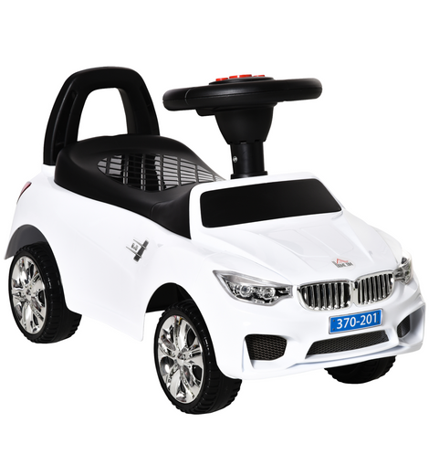 HOMCOM Ride on Car Baby Toddler Walker Foot to Floor Sliding Car Slider w/ Horn Music Working Lights Storage for 1.5 - 3 Years Old White