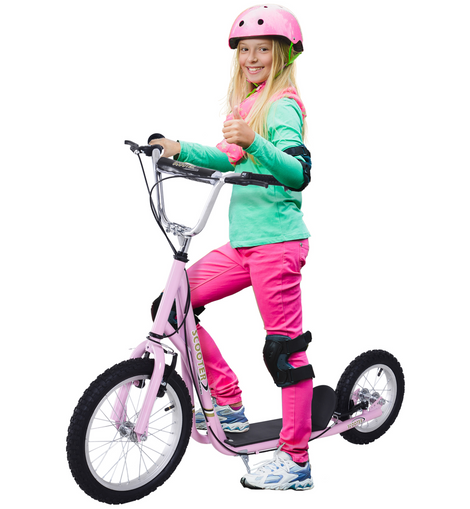 HOMCOM Teen Stunt Scooter Push Kick Scooters for Kids with Rubber Wheels Adjustable Handlebar Front Rear Dual Brakes Kickstand, for 5+ Years, Pink