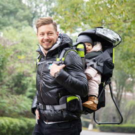 HOMCOM Baby Hiking Backpack Carrier Child Carrier with Ergonomic Hip Seat Detachable Rain Cover Adjustable Straps Stand for Toddler 6 - 36 Months Black