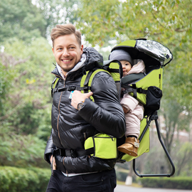 HOMCOM Baby Hiking Backpack Carrier Child Carrier with Ergonomic Hip Seat Detachable Rain Cover Adjustable Straps Stand for Toddler 6 - 36 Months Green