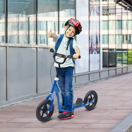HOMCOM Teen Push Scooter Kids Children Stunt Scooter Bike Bicycle Ride On 12" EVA Tyres (Blue)