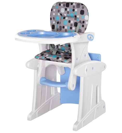 HOMCOM 3 in 1 Convertible Baby High Chair Toddler Table Chair Infant Feeding Seat Removable Food Tray Safety Harness Blue