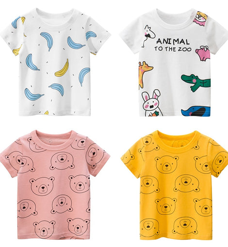 Cotton Kids T-Shirt Children Summer Cartoon Short Sleeve