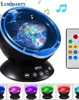 Ocean Wave Projector LED Night Light with Music Player Remote Control Colorful Cosmos Star Luminaria For kids' Christmas Gift