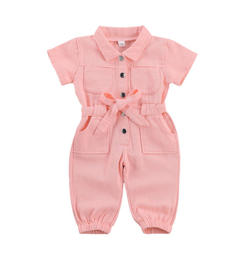 Infant Kids Baby Girls Denim Jumpsuit