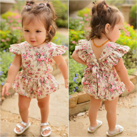 Adorable Infantil Rompers Newborn Baby Girl Floral Romper Summer Flying Jumpsuit Kids Baby Girls Causal Outfit Clothes