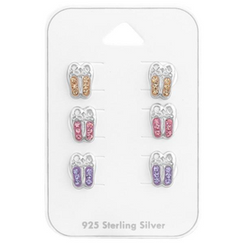 Silver Ballerina Shoes sleeper Earrings Set for Kids