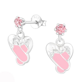 Sterling Silver Kids Ballet Shoes Stud Earrings Made With Swarovski Crystal
