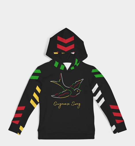 Guyanese Swag Ice Gold Green Kids Hoodie