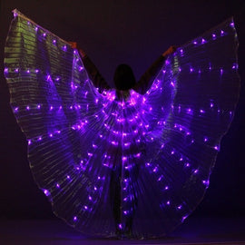 Kids LED Belly Dance Wings Colorful Butterflies Wings With Telescopic Stick