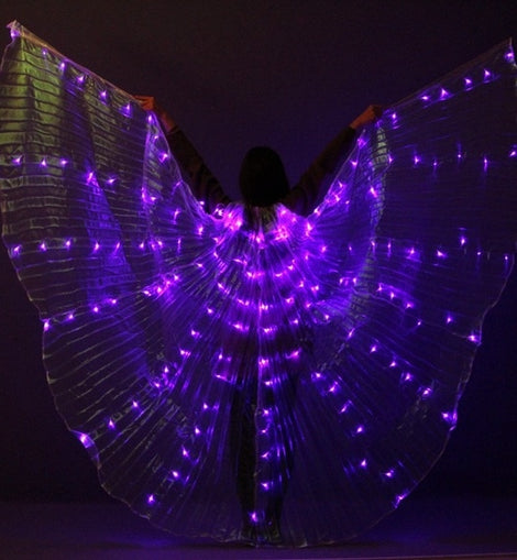 Kids LED Belly Dance Wings Colorful Butterflies Wings With Telescopic Stick