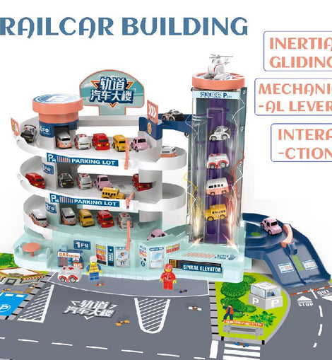 Parking Lot Toy Set Multilayer Miniature Car Model Macaron Break Through Adventure Children Garage For Cars Children Toys Gift